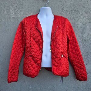 Paul & Shark Men’s Red Quilted Nylon Jacket L Lightweight Zip Front Italy NWT